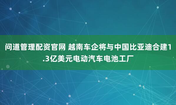 问道管理配资官网 越南车企将与中国比亚迪合建1.3亿美元电动汽车电池工厂