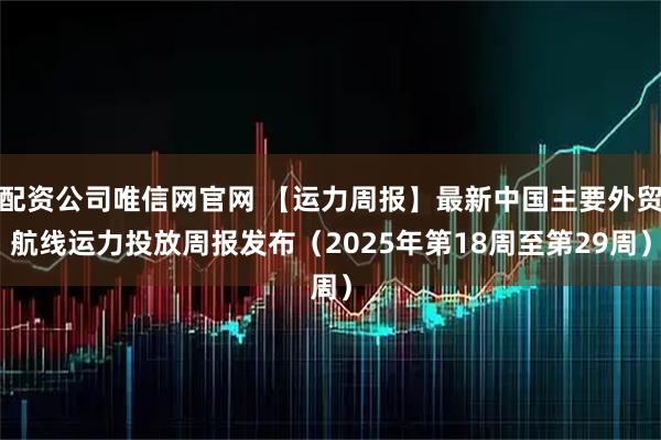 配资公司唯信网官网 【运力周报】最新中国主要外贸航线运力投放周报发布（2025年第18周至第29周）