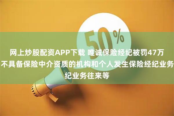 网上炒股配资APP下载 唯诚保险经纪被罚47万元：与不具备保险中介资质的机构和个人发生保险经纪业务往来等